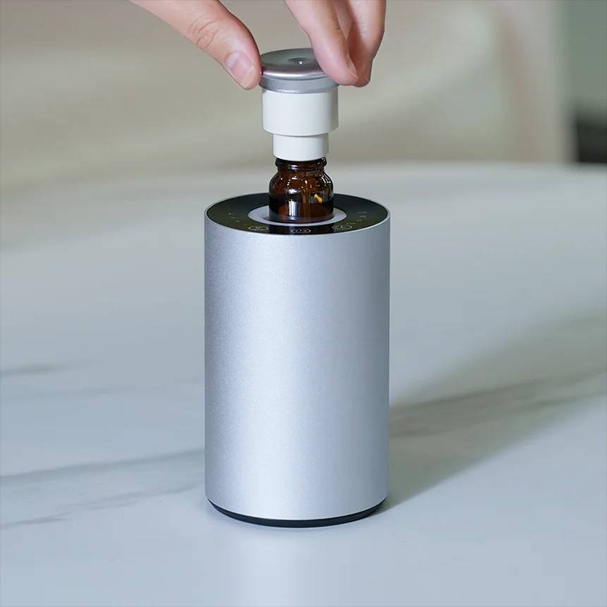 CNUS CAR ALU Car Scent Diffuser Waterless Essential Oil Nebulizer Vibration Sensor Car Aromatic Oil Diffuser