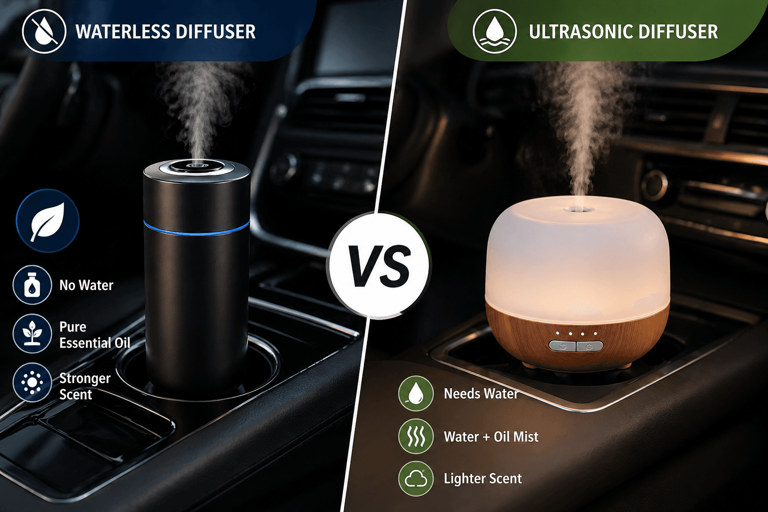 Waterless air fresheners vs. ultrasonic air fresheners: The real difference that impacts your driving experience.